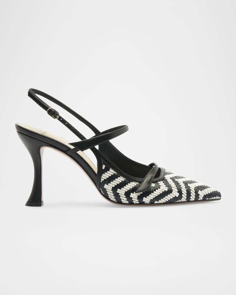85mm Tita Zig-Zag Raffia Slingback Pumps by ALEXANDRE BIRMAN