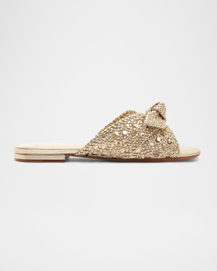 Belinda Woven Metallic Leather Flat Slide Sandals by ALEXANDRE BIRMAN