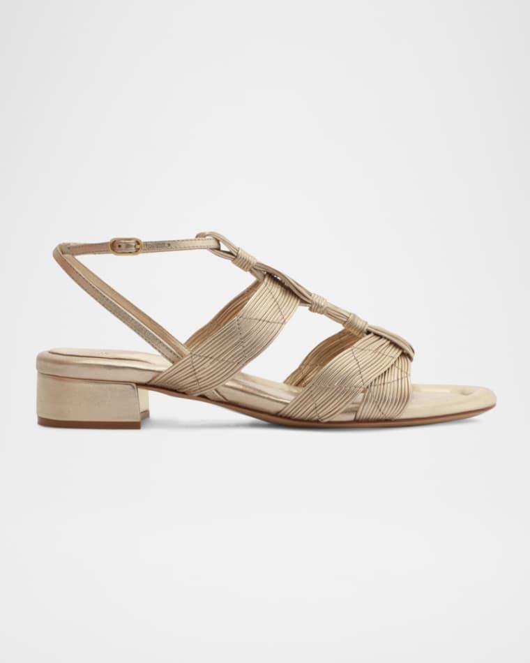 Olga Metallic Leather Block-Heel Strappy Sandals by ALEXANDRE BIRMAN