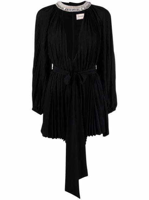 crystal-embellished pleated mini dress by ALEXANDRE VAUTHIER