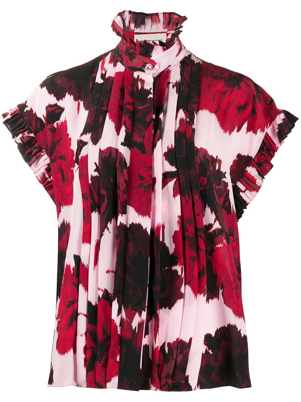 floral print ruffle neck shirt by ALEXANDRE VAUTHIER