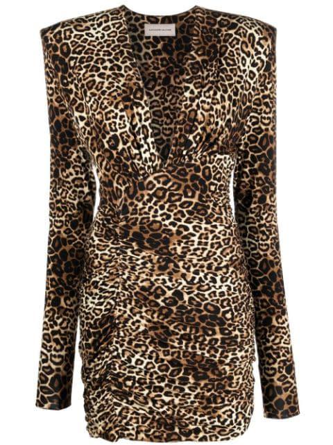 leopard-print V-neck mini dress by ALEXANDRE VAUTHIER