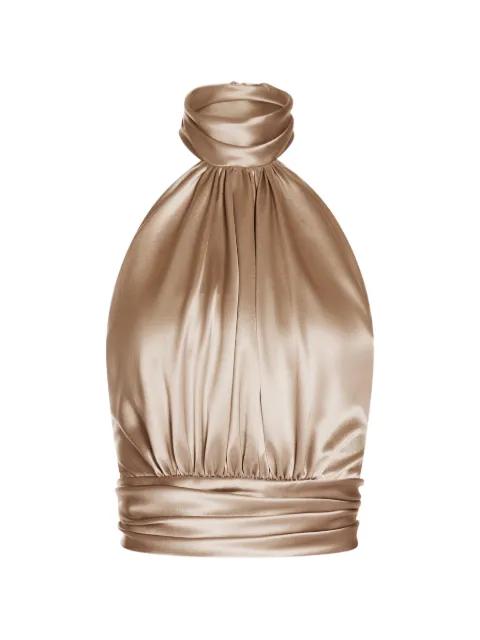 draped halter silk blouse by ALEXIA&ANTONIA
