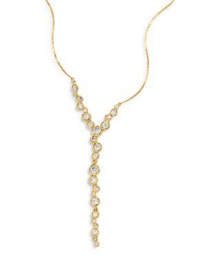 Asterales Cubic Zirconia Lariat Necklace in 14K Gold Plated by ALEXIS BITTAR