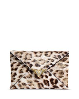 Leopard Print Calf Hair Envelope Clutch by ALEXIS BITTAR