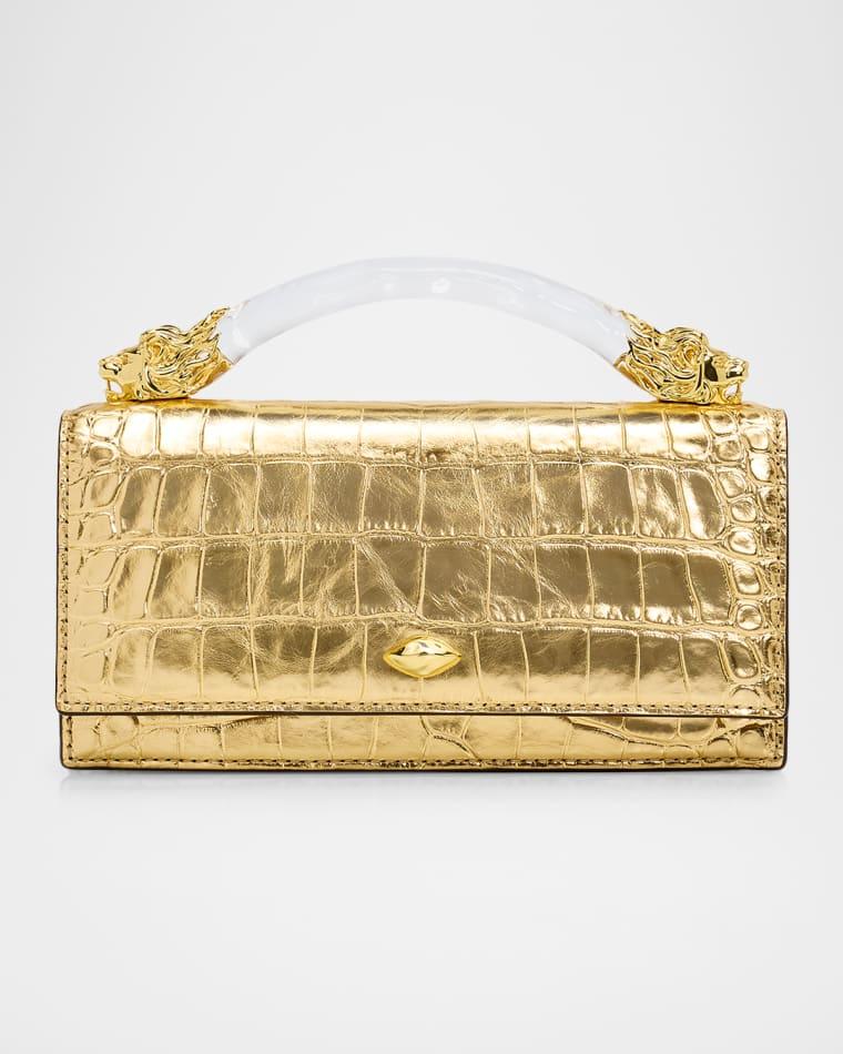 Lioness Metallic Croc-Embossed Leather Top-Handle Bag by ALEXIS BITTAR