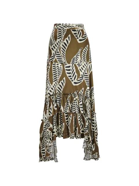 Bexley leaf-print ruffled skirt by ALEXIS