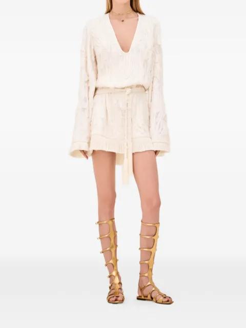 Jen fringed V-neck mini dress by ALEXIS
