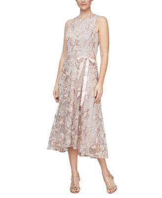 Embroidered High-Low Midi Dress by ALEX&EVE