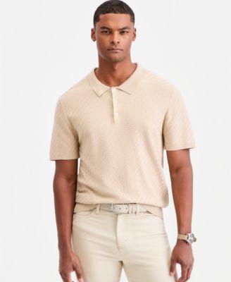Men's Basketweave Short-Sleeve Polo Sweater by ALFANI