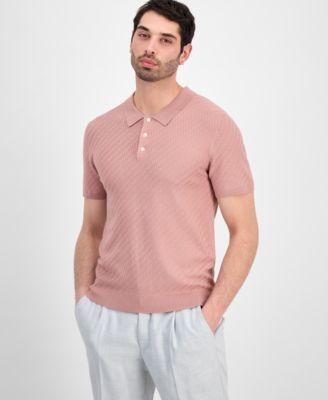 Men's Basketweave Short-Sleeve Polo Sweater by ALFANI