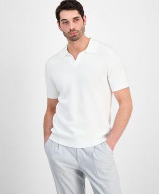 Men's Cotton Johnny Collar Short-Sleeve Sweater by ALFANI