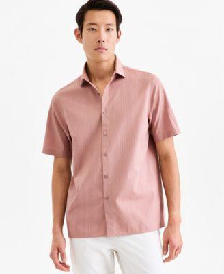 Men's Short-Sleeve Solid Texture Shirt by ALFANI