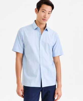 Men's Short-Sleeve Solid Texture Shirt by ALFANI