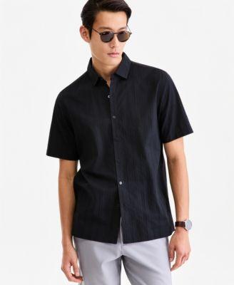 Men's Short-Sleeve Solid Texture Shirt by ALFANI