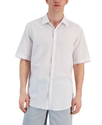 Men's Short-Sleeve Solid Textured Shirt by ALFANI