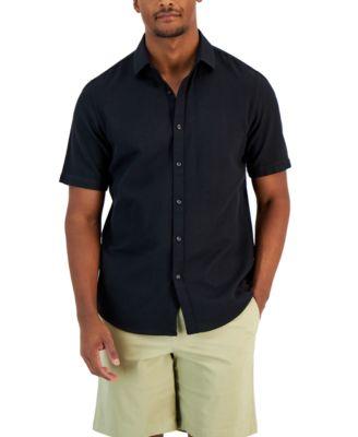 Men's Short-Sleeve Solid Textured Shirt by ALFANI
