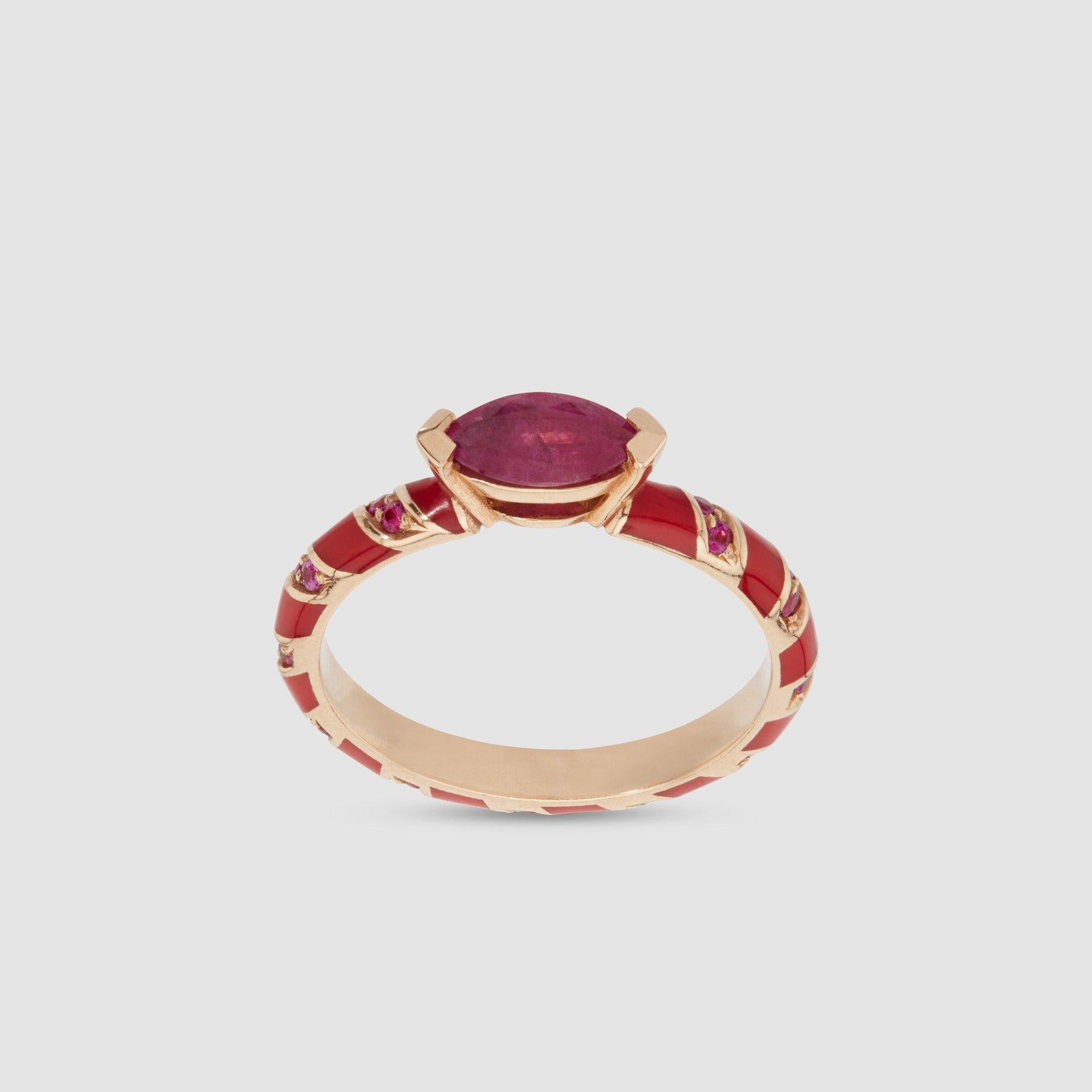 Alice Cicolini - 14k Yellow Gold Candy Red Ring with Ruby by ALICE CICOLINI