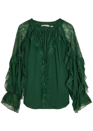 Aleena ruffled lace chiffon blouse by ALICE+OLIVIA