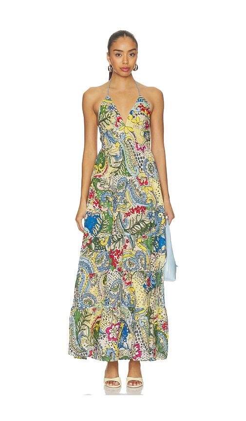 Alice + Olivia Adalyn Halter Maxi Dress in Blue,Green by ALICE+OLIVIA