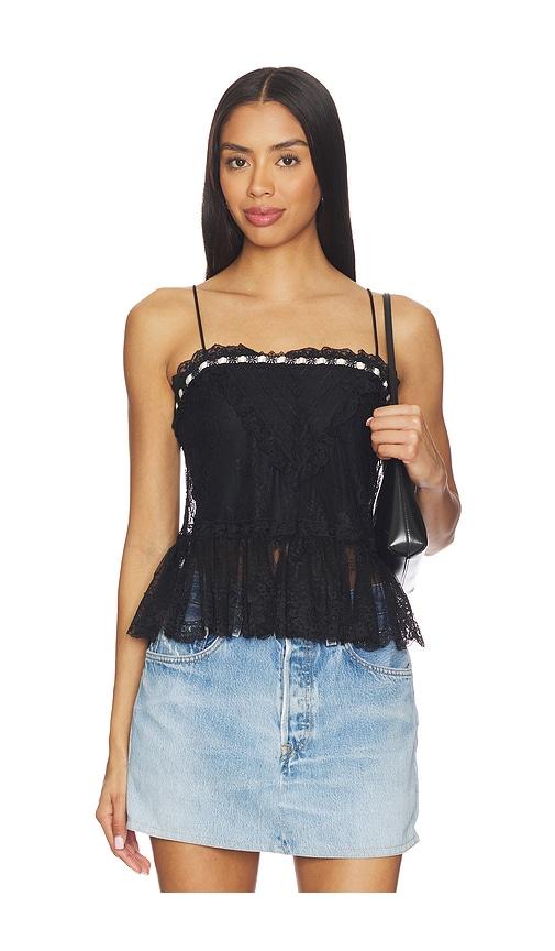 Alice + Olivia Alessia Lace Ruffle Crop Top in Black by ALICE+OLIVIA
