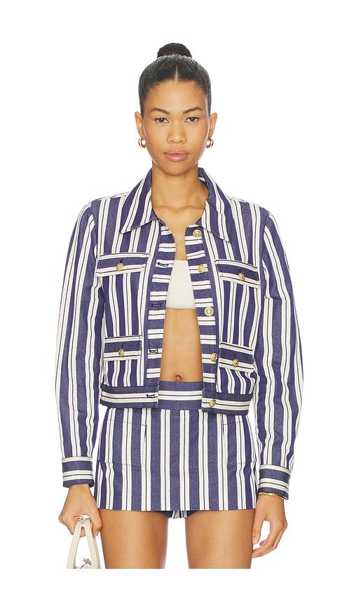Alice + Olivia Alex Collared Boxy Jacket in Navy by ALICE+OLIVIA