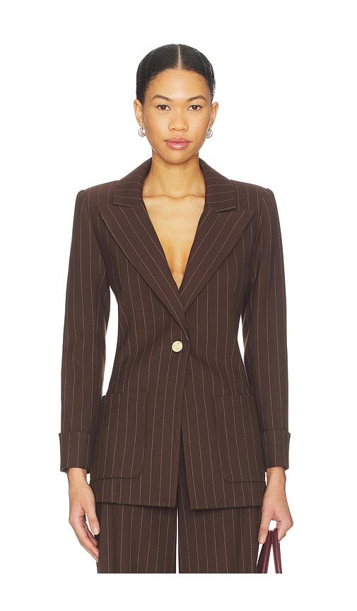 Alice + Olivia Burns Fitted Roll Cuff Blazer in Brown by ALICE+OLIVIA