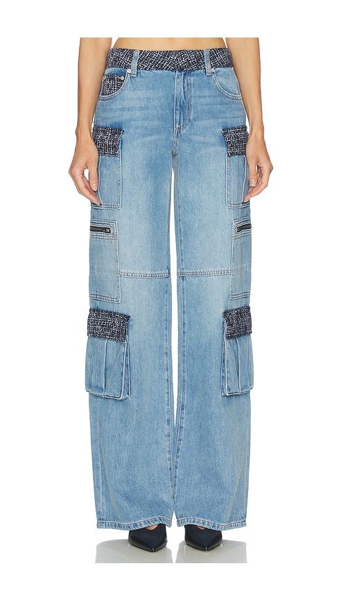 Alice + Olivia Cay Baggy Denim Cargo in Blue by ALICE+OLIVIA