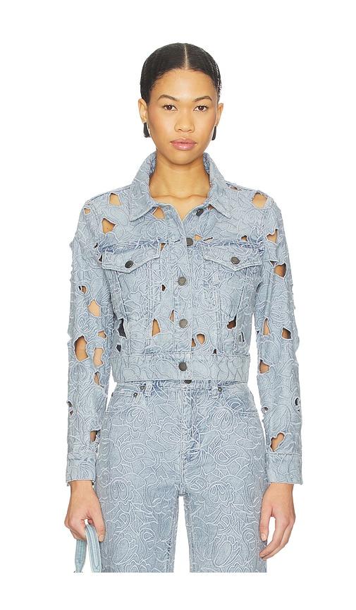 Alice + Olivia Chloe Denim Jacket in Blue by ALICE+OLIVIA