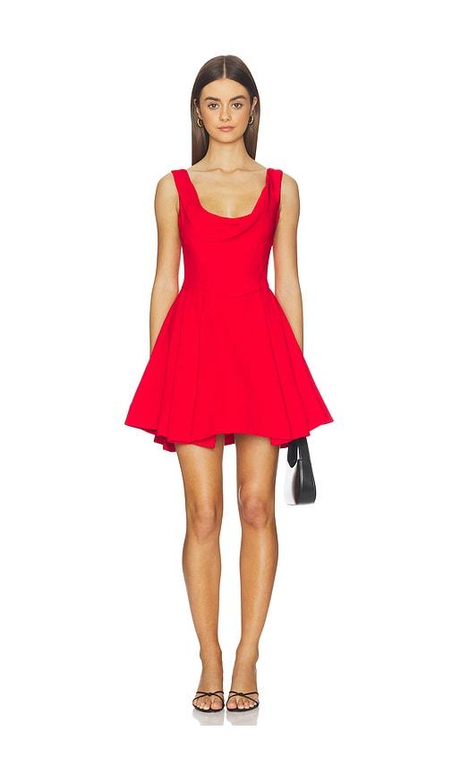 Alice + Olivia Estrella Draped Flare Mini Dress in Red by ALICE+OLIVIA