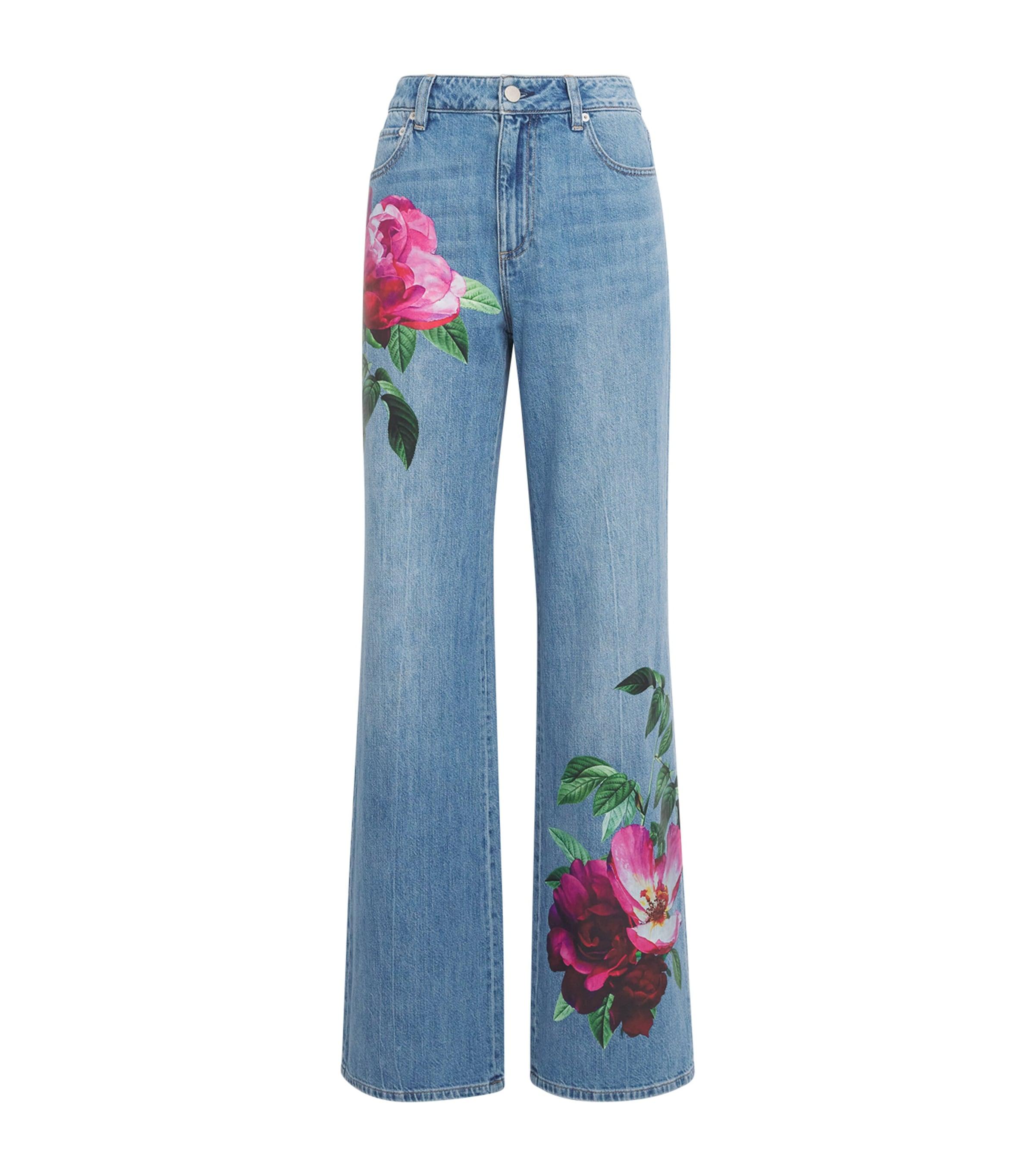 Alice+Olivia Floral Print Chic Wide-Leg Jeans by ALICE+OLIVIA