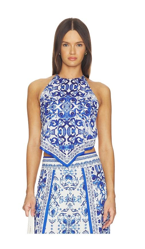 Alice + Olivia Frenchie Handkerchief Halter Top in Blue by ALICE+OLIVIA
