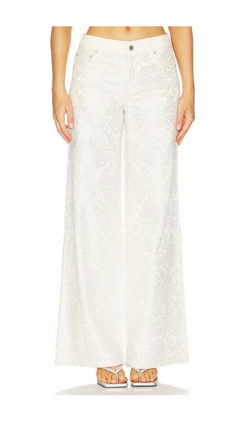 Alice + Olivia Jasper Amazing Embellished Jean in Cream by ALICE+OLIVIA