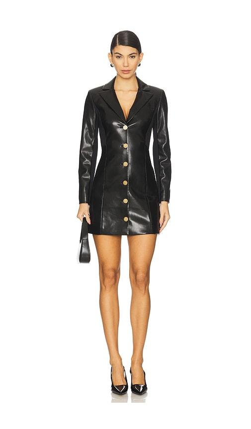 Alice + Olivia Michelle Fitted Faux Leather Blazer Dress in Black by ALICE+OLIVIA Alice + Olivia Michelle Fitted Faux Leather Blazer Dress in Black by ALICE+OLIVIA