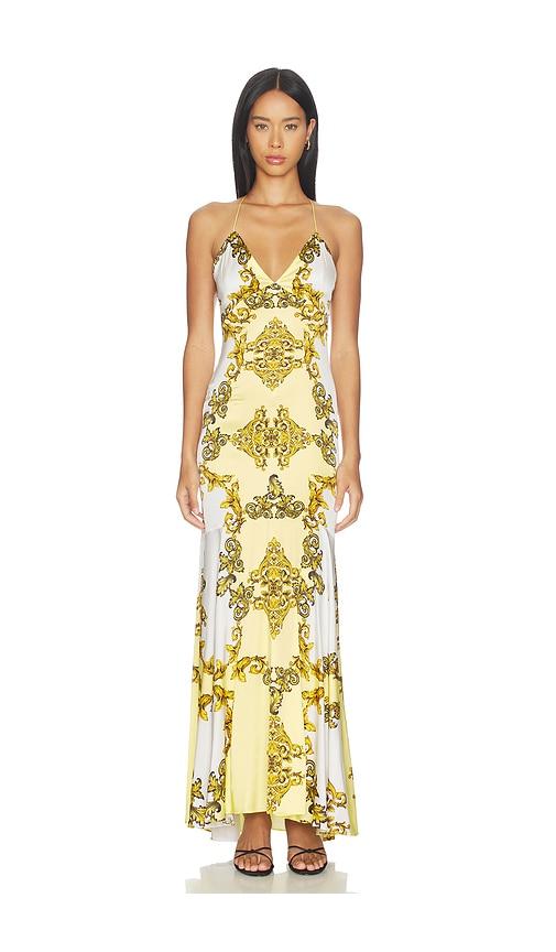 Alice + Olivia Milta Mermaid Slip Dress in Yellow,White by ALICE+OLIVIA