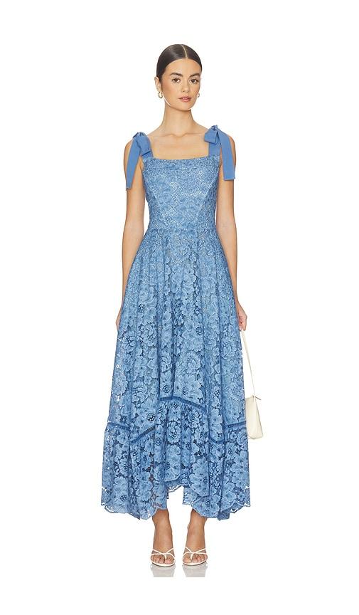 Alice + Olivia Rosalee Lace Bustier Maxi Dress in Blue by ALICE+OLIVIA