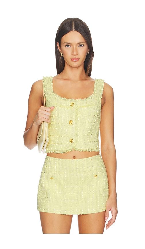 Alice + Olivia Shila Scoop Neck Button Down Corset Top in Lemon by ALICE+OLIVIA