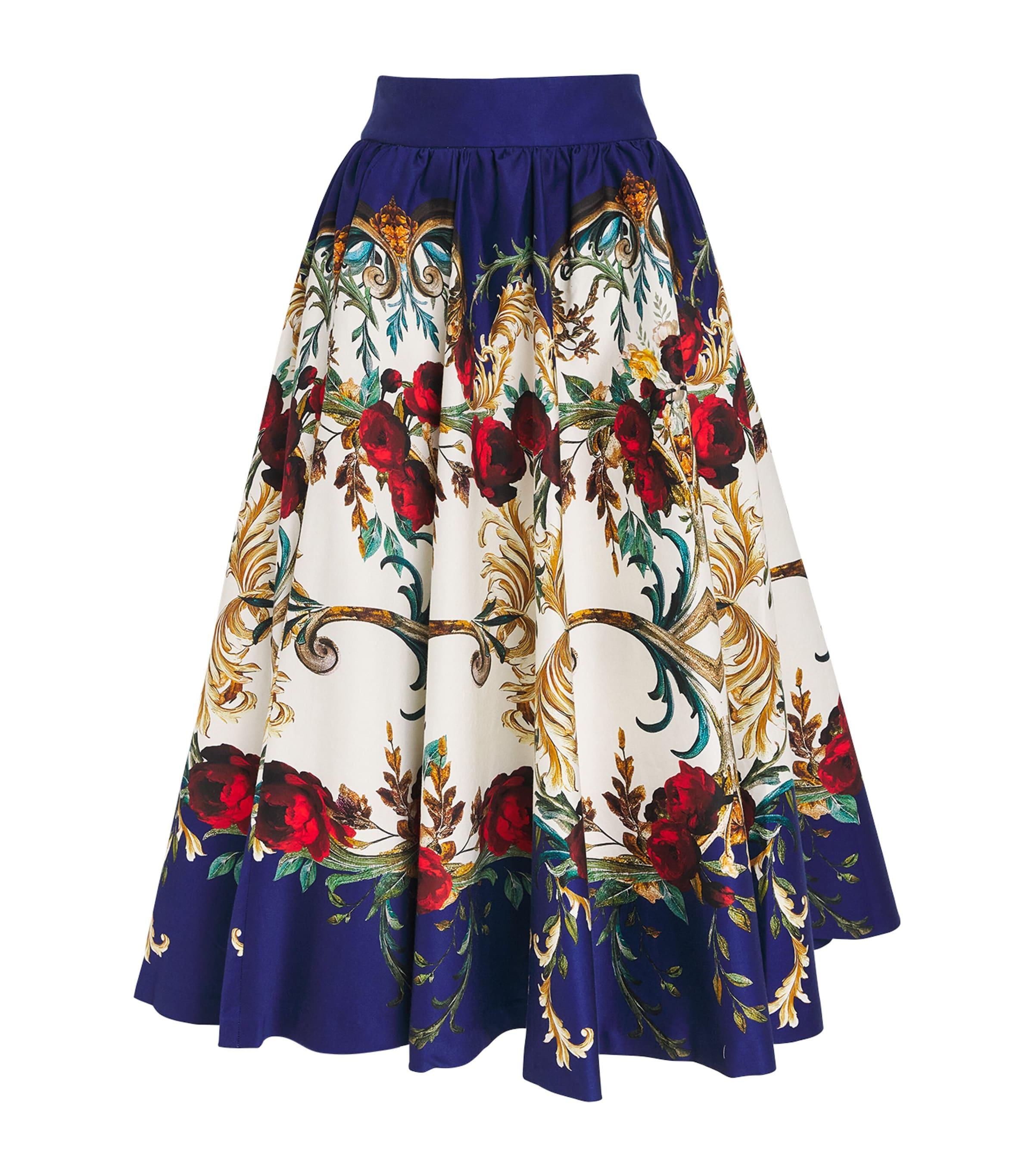 Alice+Olivia Stretch-Cotton Floral Nilda Midi Skirt by ALICE+OLIVIA