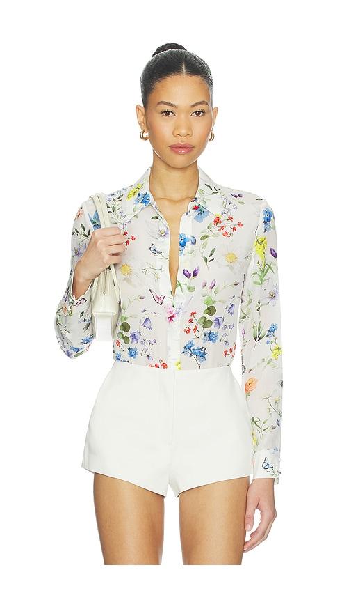 Alice + Olivia Willa Top in White by ALICE+OLIVIA