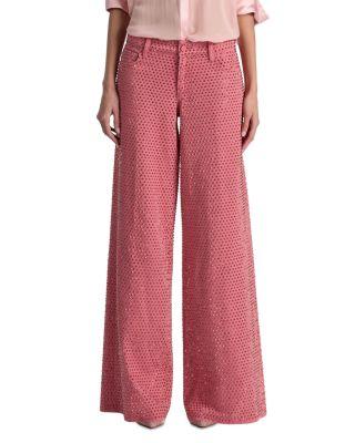 Amazing Embellished High Rise Wide Leg Jeans in Deep Rose/Rose Gold by ALICE+OLIVIA
