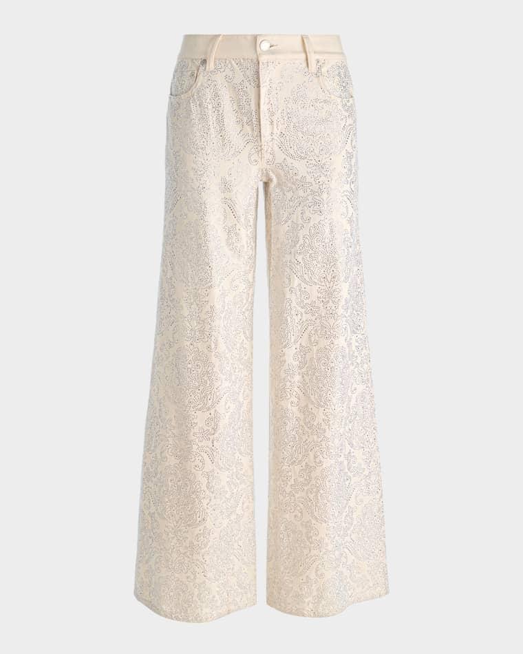 Amazing Embellished Wide-Leg Jeans by ALICE+OLIVIA