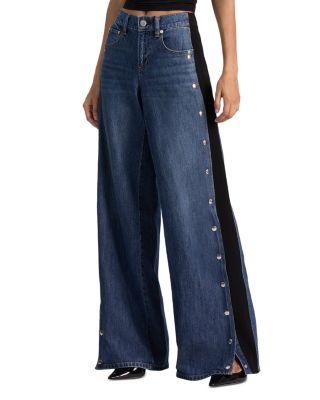 Amazing Low Rise Wide Leg Snap Trim Jeans in Cambria Vintage by ALICE+OLIVIA