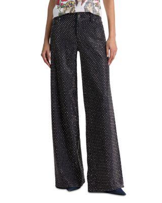 Amazing Mid Rise Embellished Jeans in Dark Rinse/Hematite by ALICE+OLIVIA