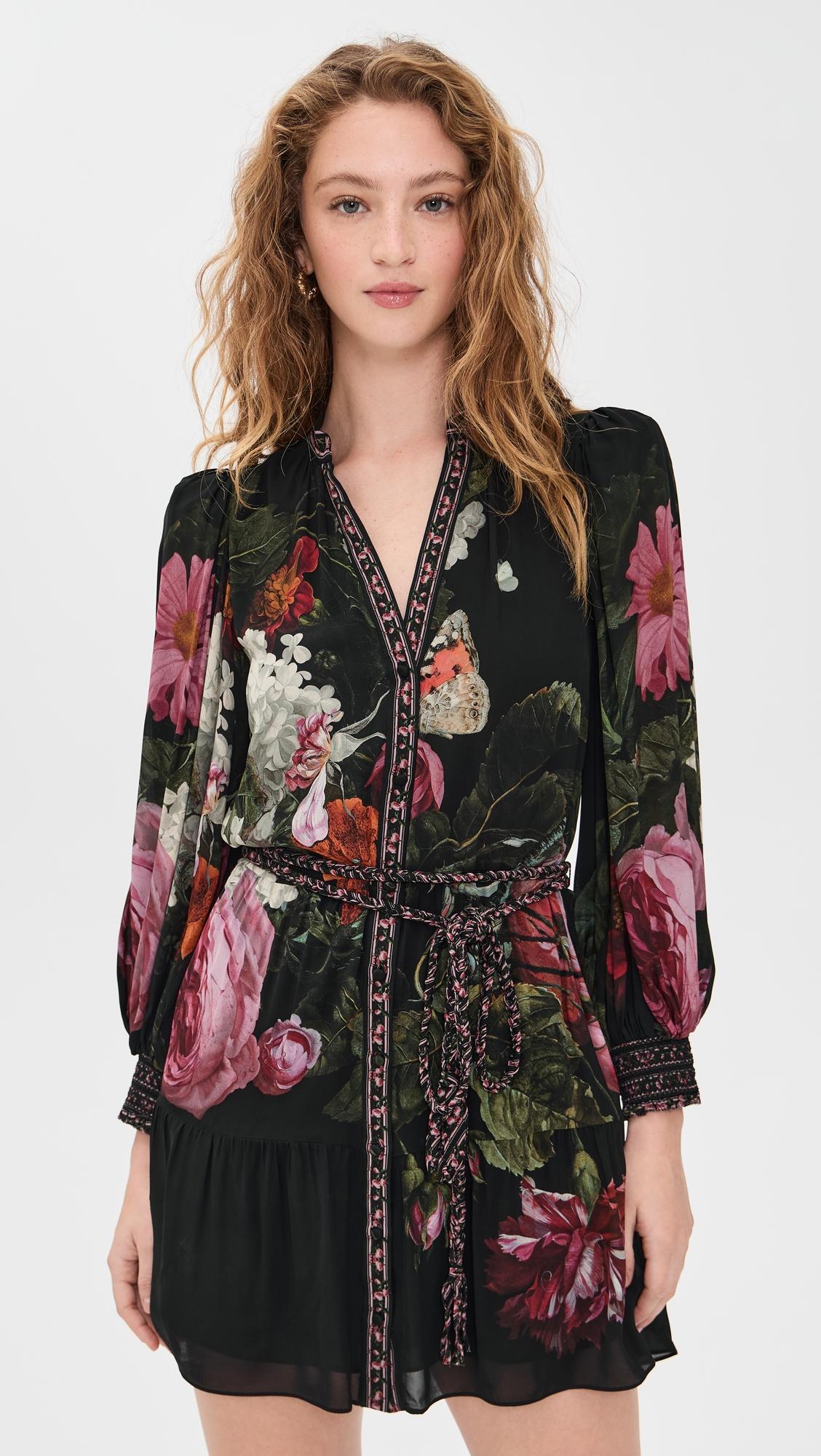 Antonette Long Sleeve Button Front Mini Dress by ALICE+OLIVIA