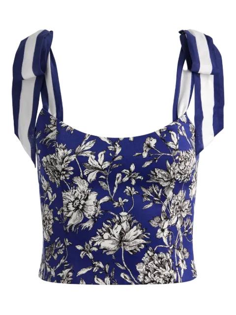 Blanca floral-print tie-shoulder top by ALICE+OLIVIA