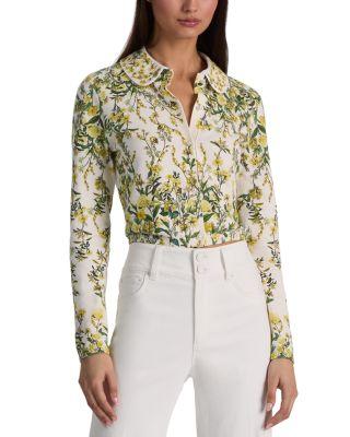Carson Crewneck Cardigan Sweater by ALICE+OLIVIA