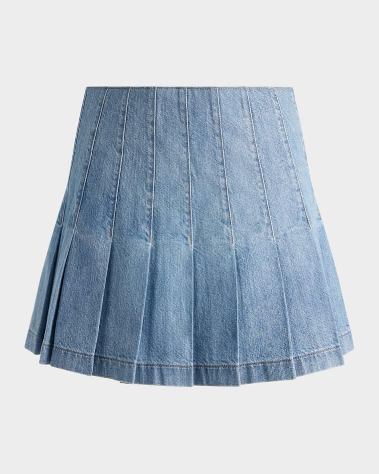 Carter Pleated Denim Mini Skirt by ALICE+OLIVIA