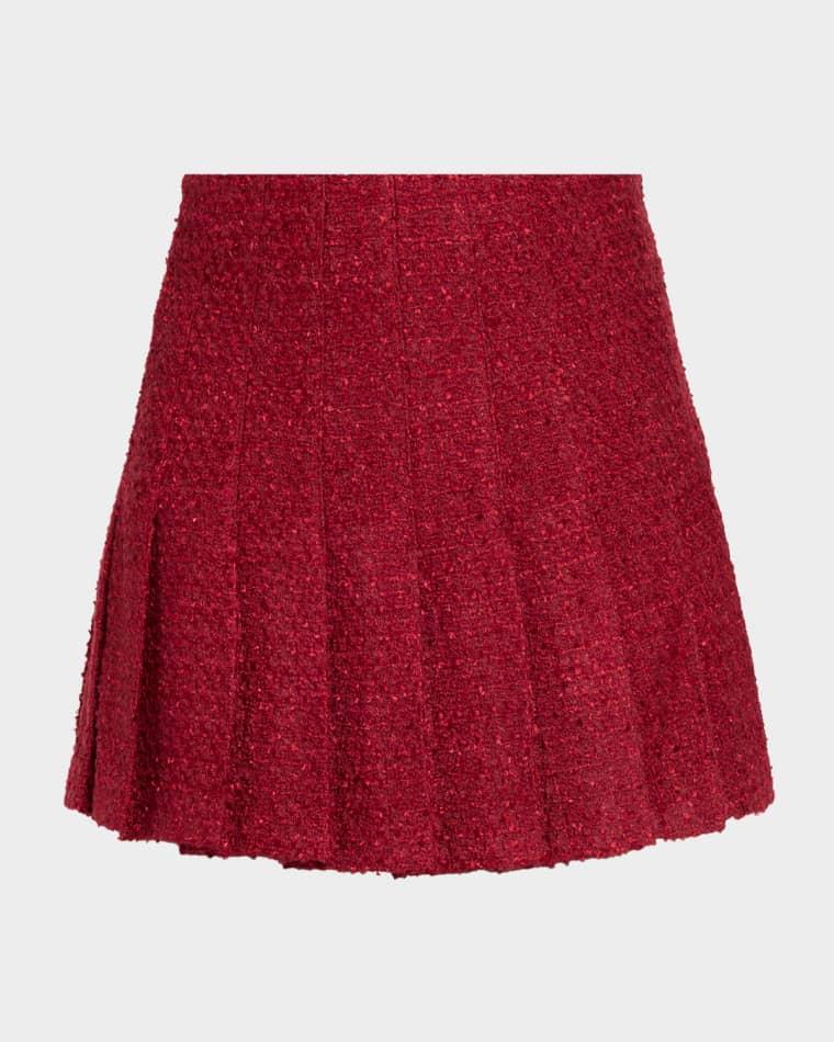 Carter Pleated Tweed Mini Skirt by ALICE+OLIVIA