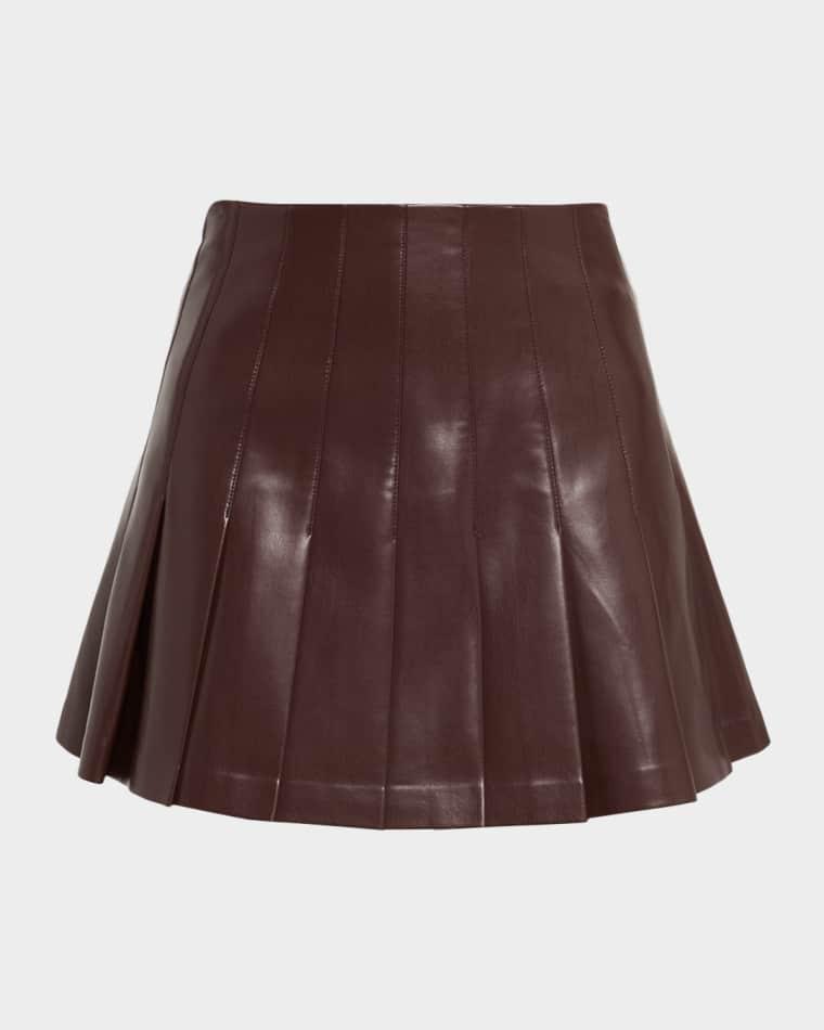 Carter Pleated Vegan Leather Mini Skirt by ALICE+OLIVIA
