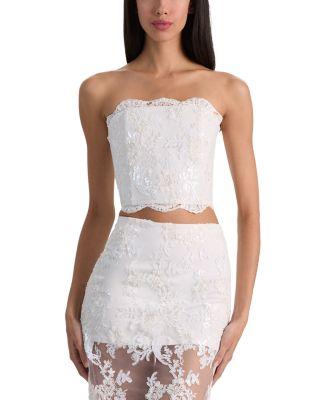 Ceresi Embellished Lace Strapless Crop Top by ALICE+OLIVIA